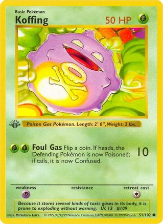 Koffing 51 - Base Set Shadowless Unlimited