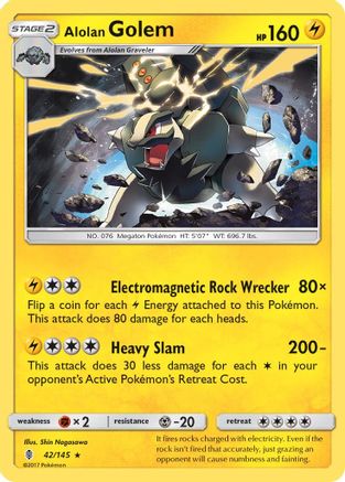 Alolan Golem 42/145 - SM Guardians Rising Holofoil