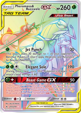 Pheromosa & Buzzwole GX (Secret) 215/214 - SM Unbroken Bonds Holofoil
