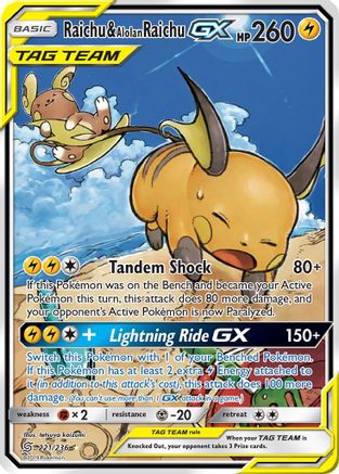 Raichu & Alolan Raichu GX (Alternate Full Art) 221/236 - SM Unified Minds Holofoil