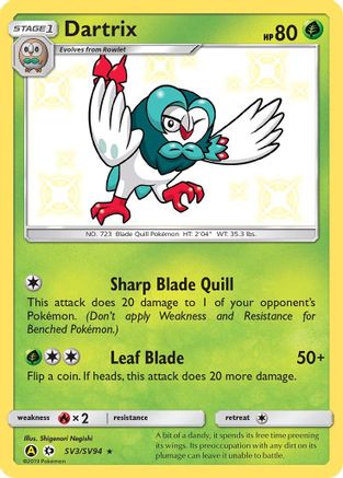 Dartrix SV3/94 - Hidden Fates Shiny Vault Holofoil
