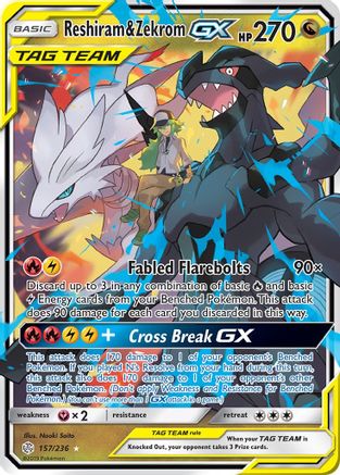 Reshiram & Zekrom GX 157/236 - SM Cosmic Eclipse Holofoil