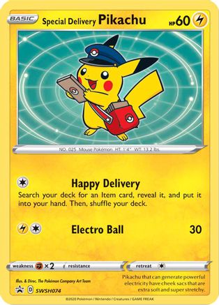 Special Delivery Pikachu - SWSH074 SWSH074/307 - SWSH Sword & Shield Promo Cards Holofoil