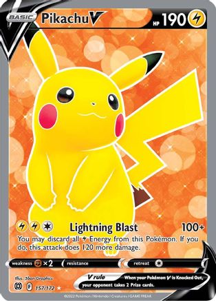 Pikachu V (Full Art) 157/172 - SWSH09 Brilliant Stars Holofoil