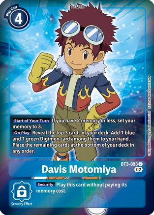 Davis Motomiya (Alternate Art) (BT3-093) - Starter Deck 12: Jesmon Foil