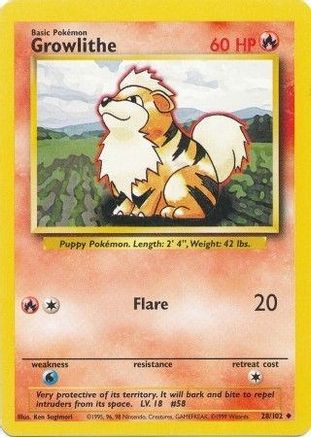 Growlithe 28/102 - Base Set