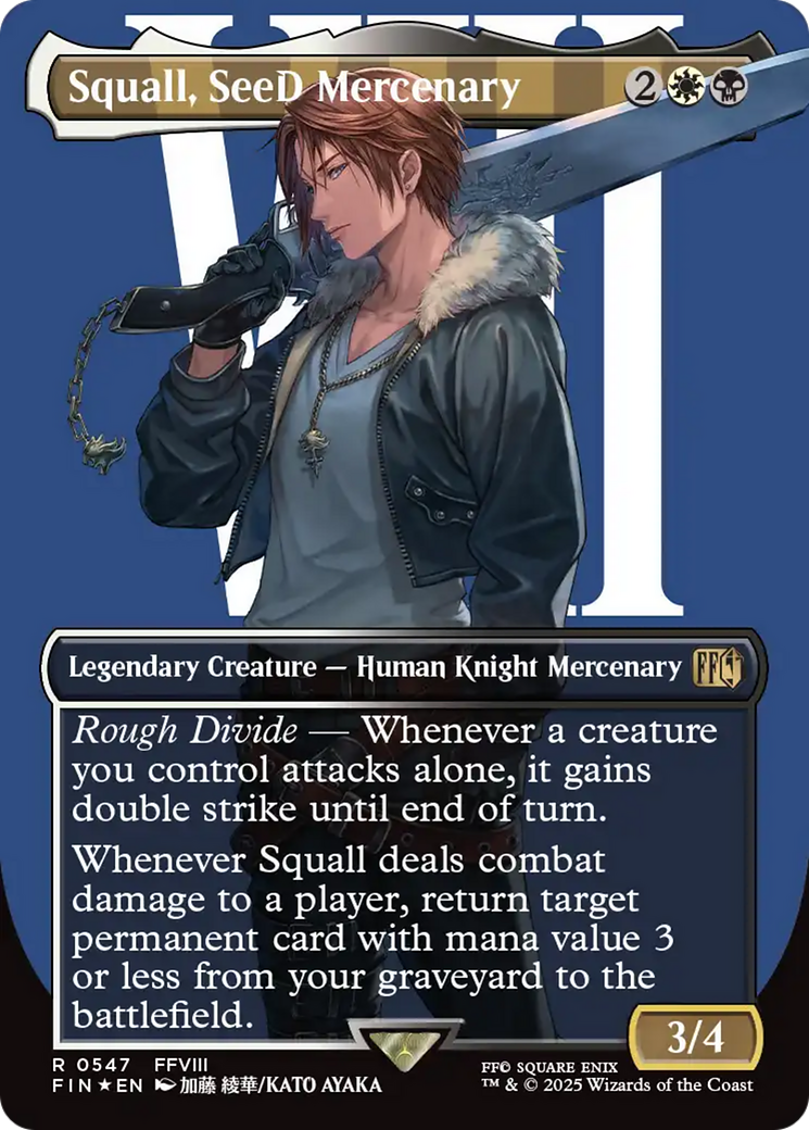 Squall, SeeD Mercenary (Borderless) (Surge Foil) (FIN-547) - FINAL FANTASY Foil