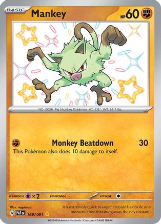 Mankey - 169/091 169 - SV Paldean Fates Holofoil