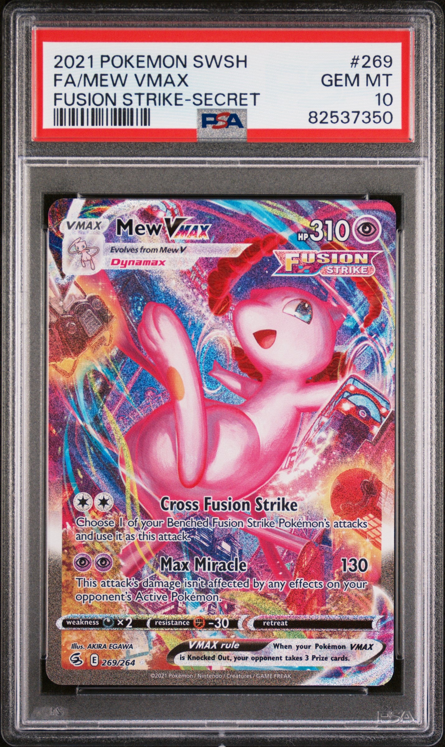 Mew VMAX Alternative Art Secret Fusion Strike #269 PSA 10
