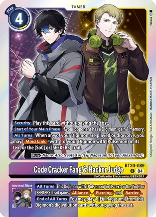 Code Cracker Fang & Hacker Judge (BT20-089) - Release Special Booster 2.5 Foil