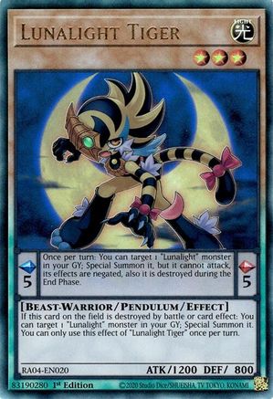 Lunalight Tiger (Ultimate Rare) (RA04-EN020) - Quarter Century Stampede 1st Edition