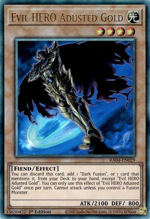 Evil HERO Adusted Gold (Ultimate Rare) (RA04-EN029) - Quarter Century Stampede 1st Edition