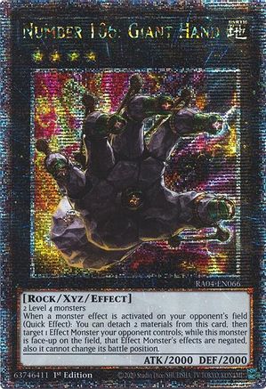 Number 106: Giant Hand (Quarter Century Secret Rare) (RA04-EN066) - Quarter Century Stampede 1st Edition