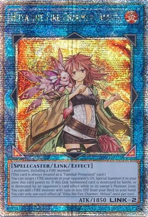 Hiita the Fire Charmer, Ablaze (Quarter Century Secret Rare) (RA04-EN074) - Quarter Century Stampede 1st Edition