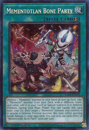 Mementotlan Bone Party (Secret Rare) (RA04-EN099) - Quarter Century Stampede 1st Edition
