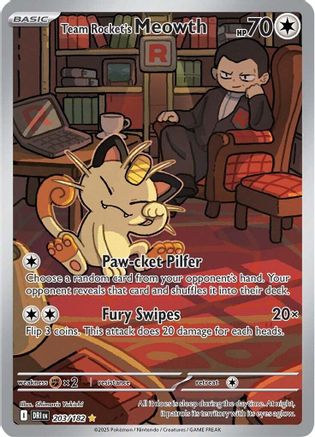 Team Rocket's Meowth - 203/182 203 - SV10 Destined Rivals Holofoil