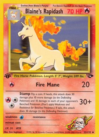 Blaine's Rapidash 33/132 - Gym Challenge
