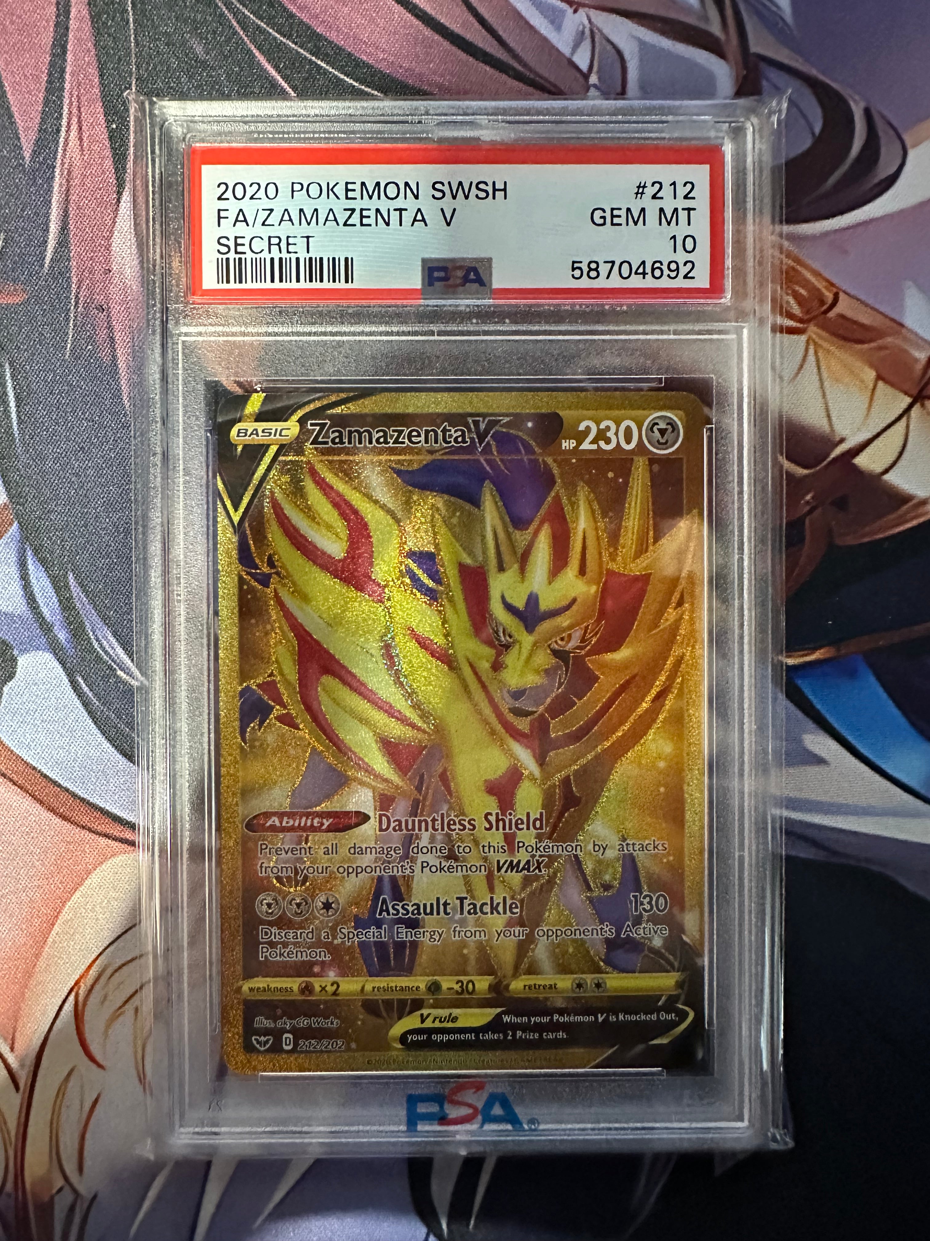 2020 POKEMON SWORD & SHIELD #212 FA/ZAMAZENTA V SECRET PSA 10