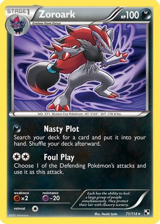 Zoroark 71/114 - Black and White Reverse Holofoil
