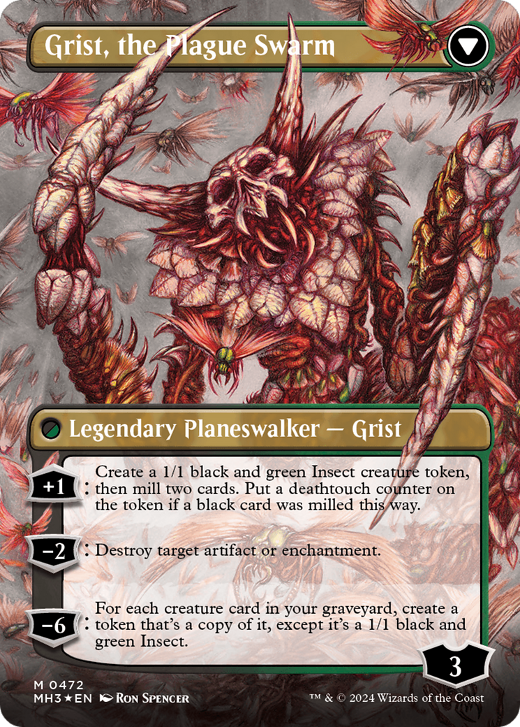 Grist, Voracious Larva // Grist, the Plague Swarm (MH3-472) - Modern Horizons 3 (Borderless) Foil