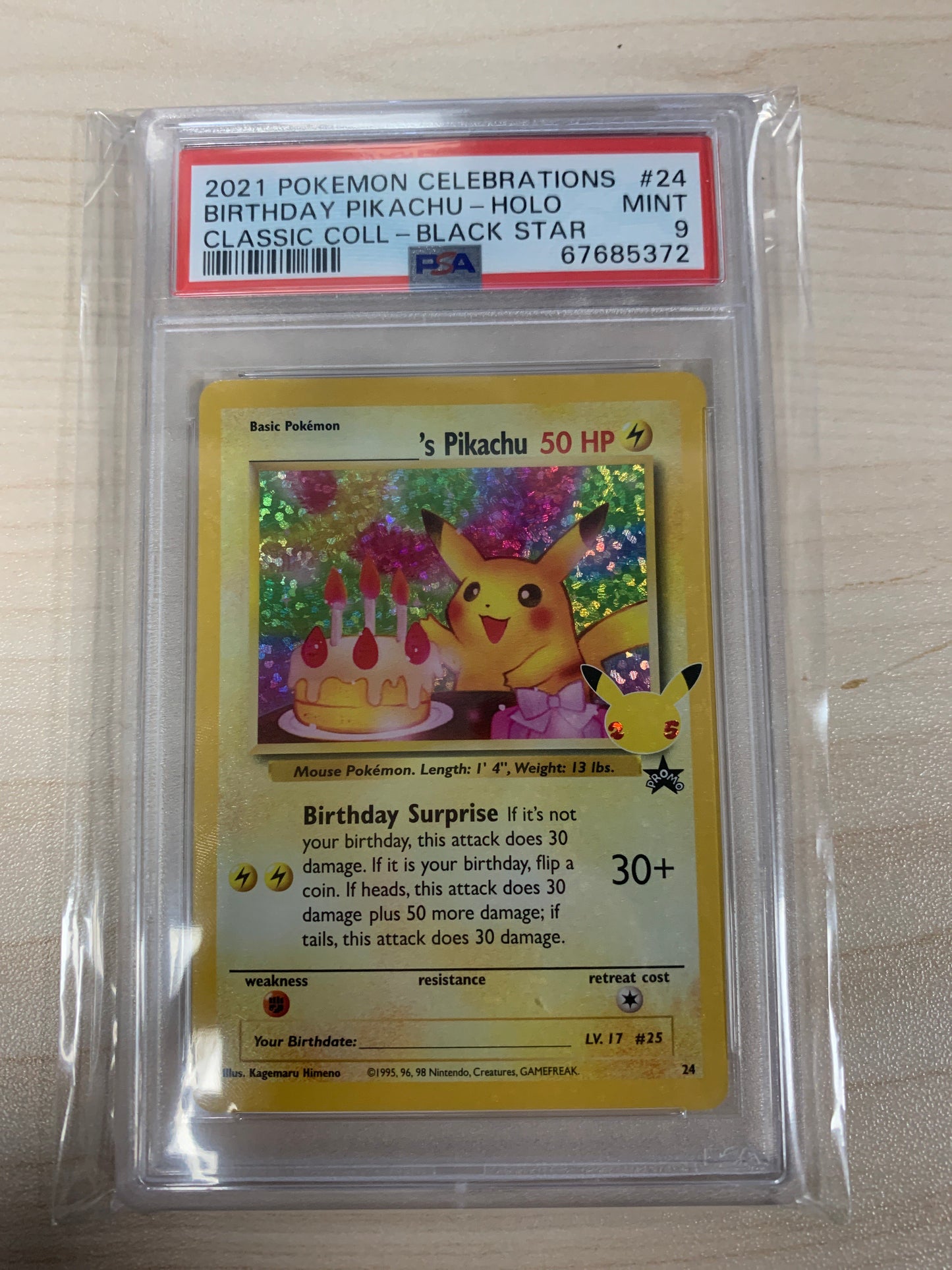 Birthday Pikachu Celebrations PSA 9