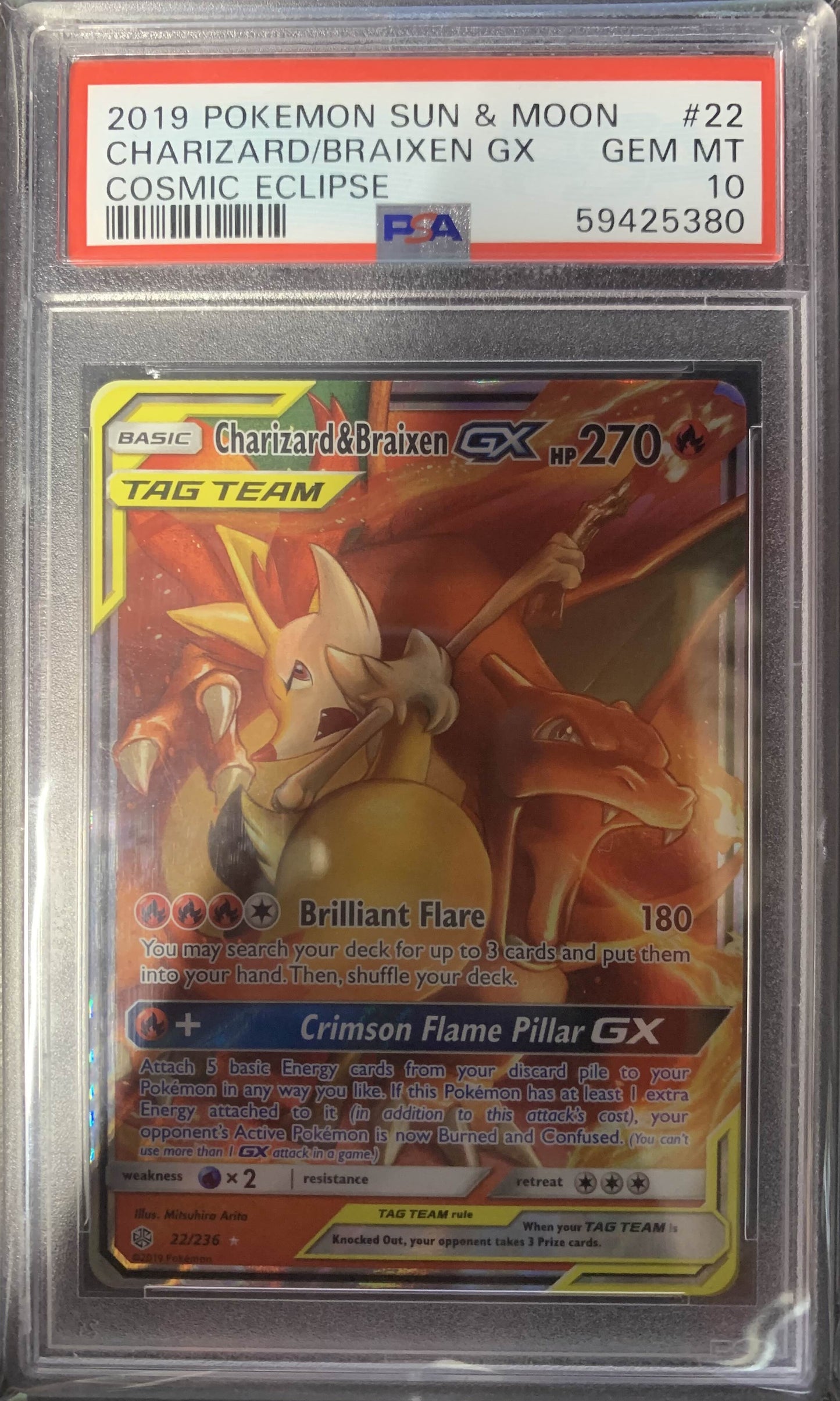 Charizard & Braixen GX Tag Team PSA 10