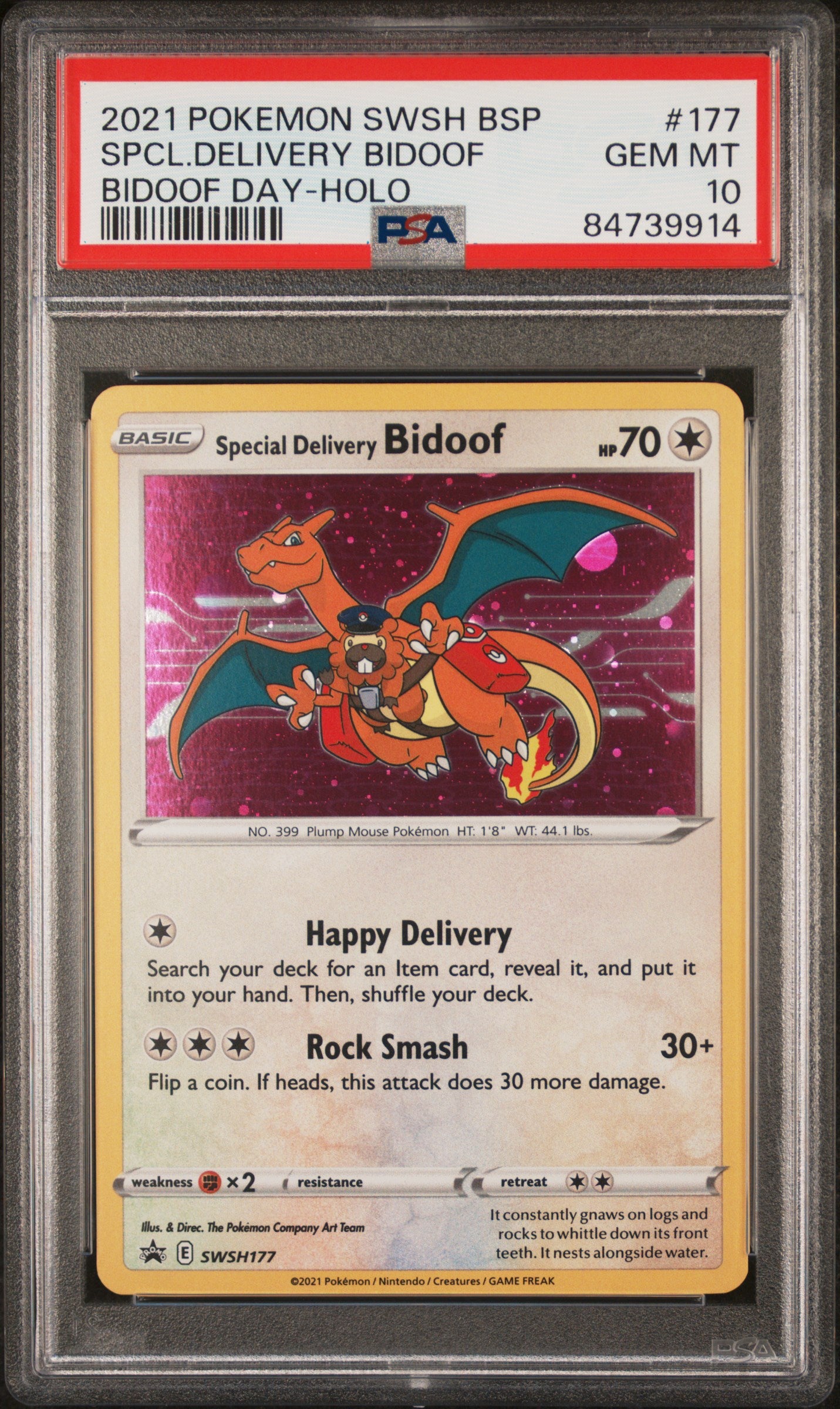 Special Delivery Bidoof #177 Holo PSA 10