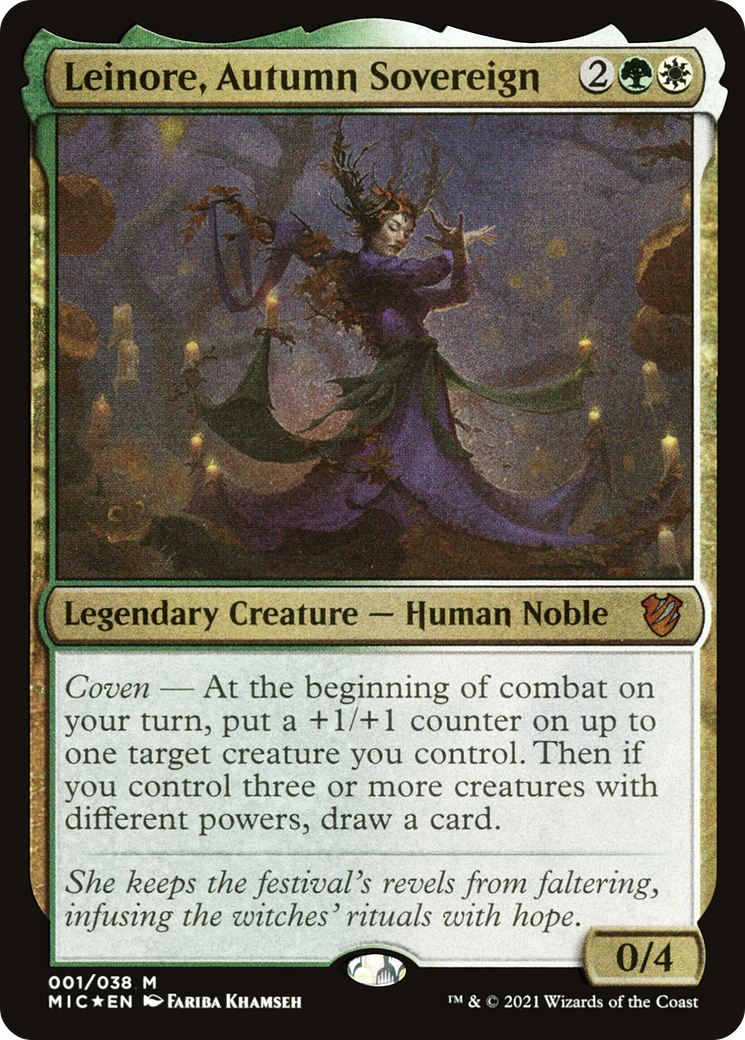 Leinore, Autumn Sovereign (MIC-001) - Midnight Hunt Commander Display Commanders Foil