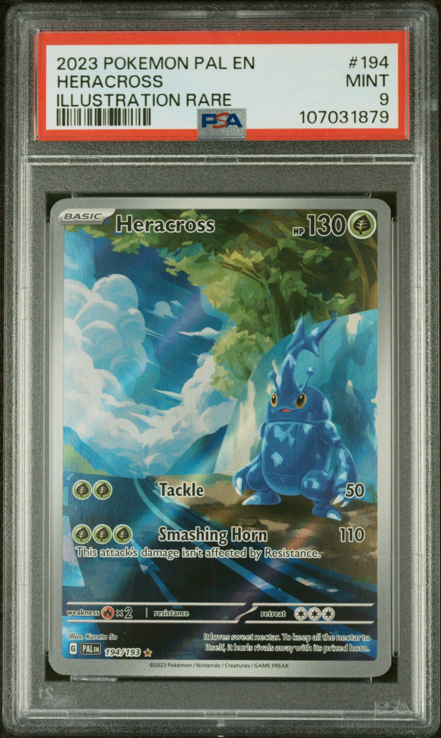 Heracross Illustration Rare PSA 9