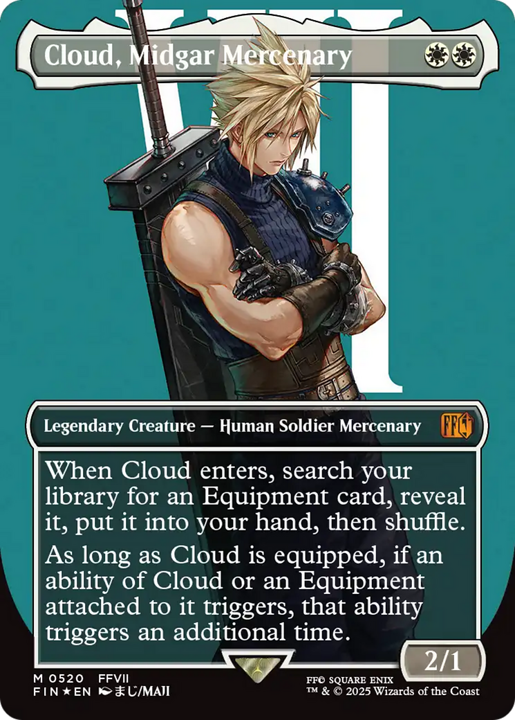 Cloud, Midgar Mercenary (Borderless) (Surge Foil) (FIN-520) - FINAL FANTASY Foil