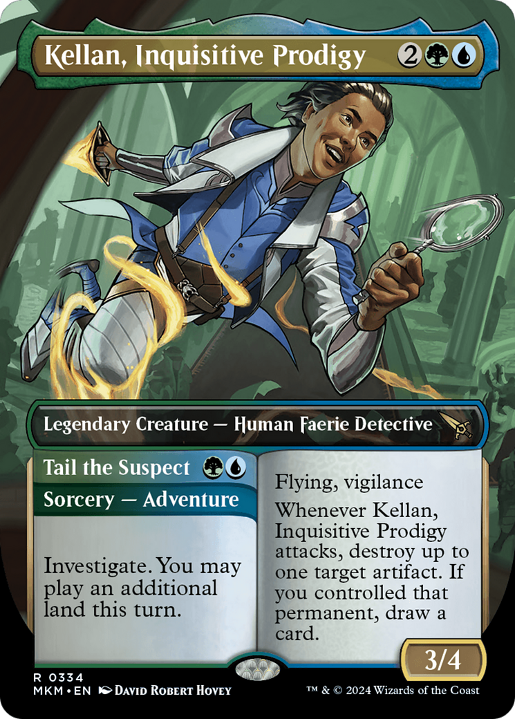 Kellan, Inquisitive Prodigy // Tail the Suspect (MKM-334) - Murders at Karlov Manor (Borderless) Foil