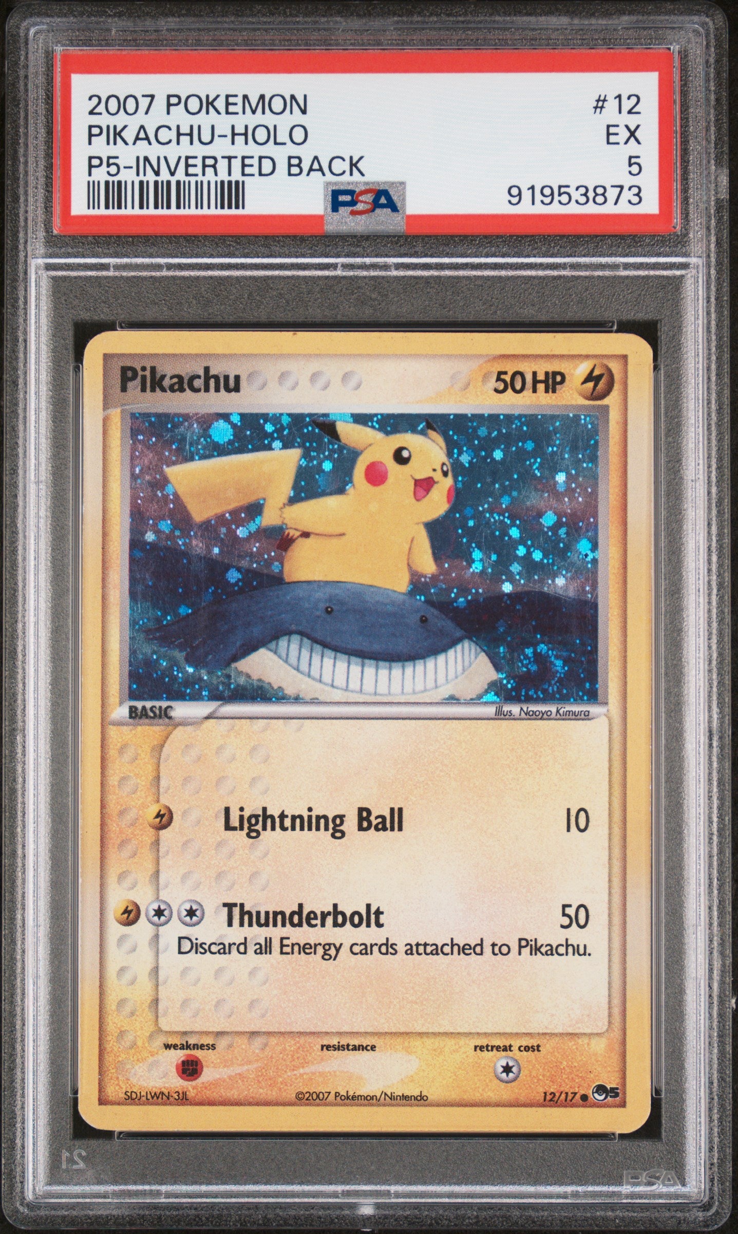 Pikachu Holo #12/17 POP Series 5 Inverted Back Error PSA 5