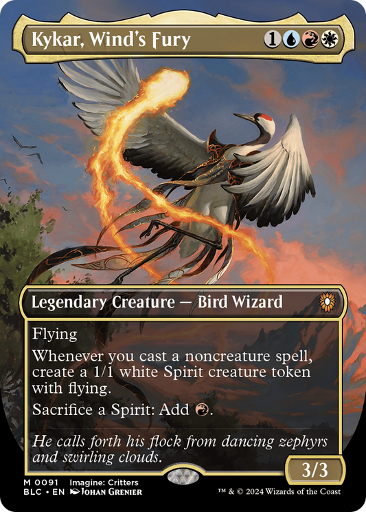 Kykar, Wind's Fury (BLC-091) - Bloomburrow Commander (Borderless) Foil
