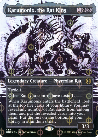 Karumonix, the Rat King (ONE-439) - Phyrexia: All Will Be One: (Showcase) (Borderless) Foil