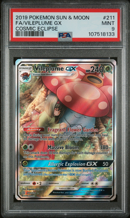 Vileplume GX Full Art #211 PSA 9