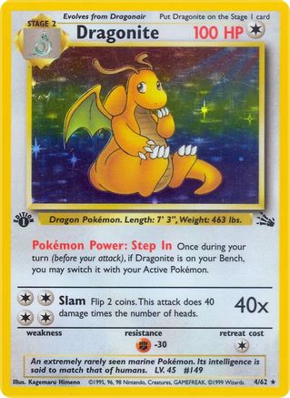 Dragonite (4) 4/62 - Fossil Unlimited Holofoil