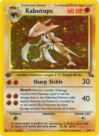 Kabutops (9) 9/62 - Fossil Unlimited Holofoil