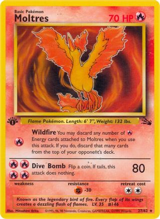 Moltres (27) 27/62 - Fossil 1st Edition