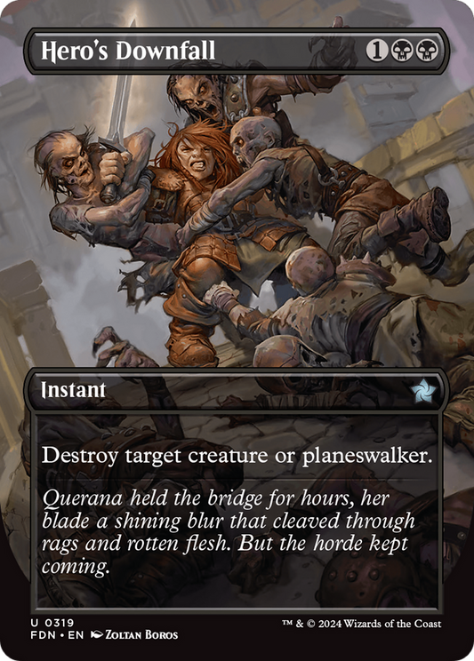 Hero's Downfall (Borderless) (FDN-319) - Foundations Foil