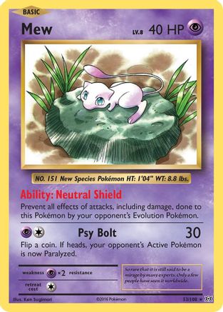 Mew 53/108 - XY  Evolutions Reverse Holofoil