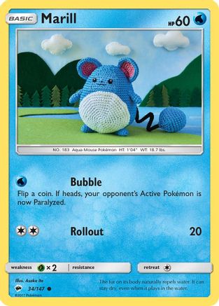 Marill 34/147 - SM  Burning Shadows Reverse Holofoil