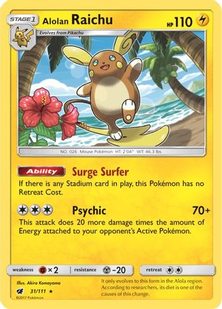 Alolan Raichu 31/111 - SM  Crimson Invasion Holofoil