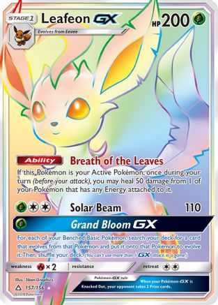 Leafeon GX (Secret Rare) 157/156 - SM  Ultra Prism Holofoil