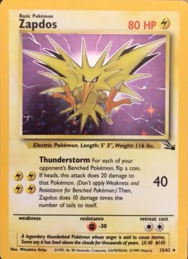 Zapdos 15/62 - Fossil Unlimited Holofoil