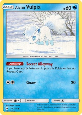 Alolan Vulpix 53/214 - SM  Lost Thunder Reverse Holofoil