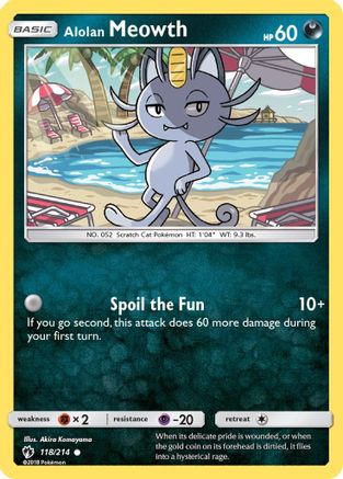 Alolan Meowth 118/214 - SM  Lost Thunder Reverse Holofoil