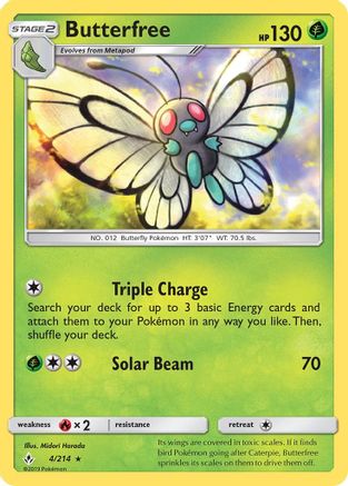 Butterfree 4/214 - SM  Unbroken Bonds Reverse Holofoil