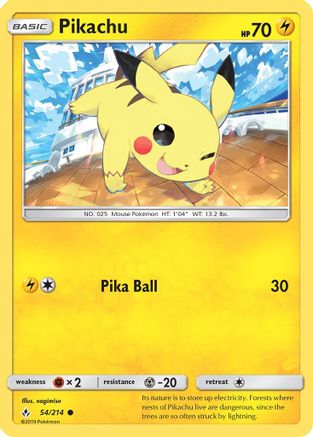 Pikachu 54/214 - SM  Unbroken Bonds Reverse Holofoil