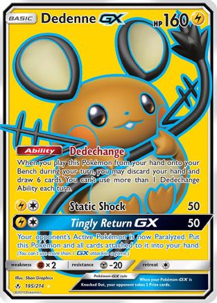 Dedenne GX (Full Art) 195/214 - SM  Unbroken Bonds Holofoil