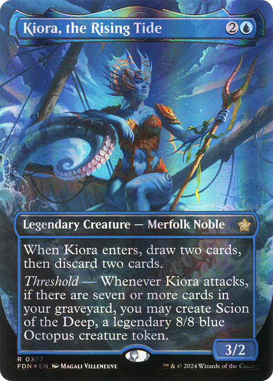 Kiora, the Rising Tide (FDN-377) - Foundations (Borderless) Foil